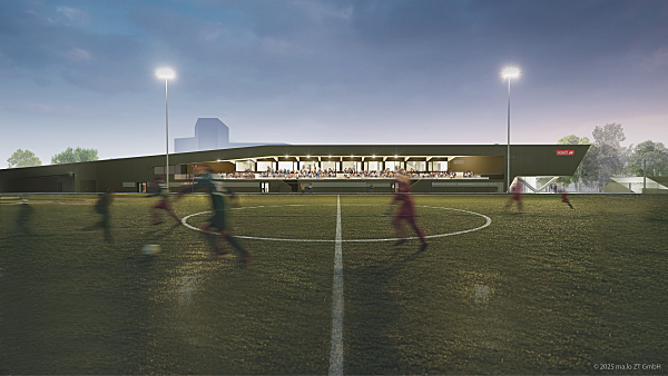 Die multifunktionale ASK&Ouml;-Sportanlage wird in der Campagne Reichenau gebaut. Die obige Visualisierung zeigt die fertige Anlage.